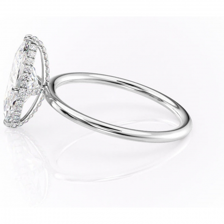 Inel de logodnă Clarabelle din aur Alb 14kt cu moissanite tăietură marquise – Solitar rafinată pentru profil înalt | Personalizează și configurează gratuit online [5]