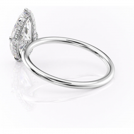 Inel de logodnă Clarabelle din aur Alb 14kt cu moissanite tăietură marquise – Solitar rafinată pentru profil înalt | Personalizează și configurează gratuit online [4]