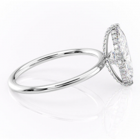 Inel de logodnă Clarabelle din aur Alb 14kt cu moissanite tăietură marquise – Solitar rafinată pentru profil înalt | Personalizează și configurează gratuit online [1]