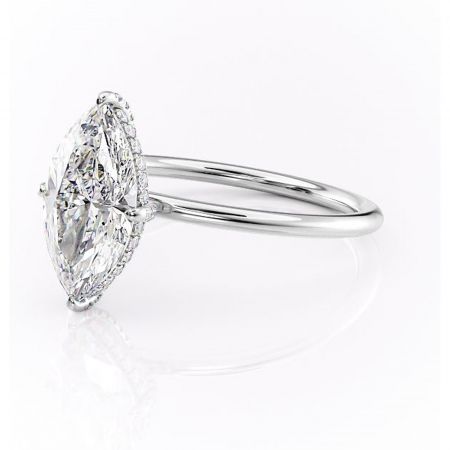 Inel de logodnă Clarabelle din aur Alb 14kt cu moissanite tăietură marquise – Solitar rafinată pentru profil înalt | Personalizează și configurează gratuit online [6]