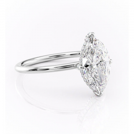 Marquise - Inel de logodnă Clarabelle din aur Alb 14kt cu moissanite tăietură marquise – Solitar rafinată pentru profil înalt | Personalizează și configurează gratuit online