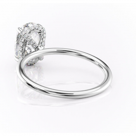 Inel de logodnă Clarabelle din aur Alb 14kt cu moissanite tăietură ovală – Solitar rafinată pentru profil înalt | Personalizează și configurează gratuit online [3]