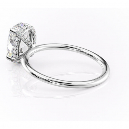 Inel de logodnă Clarabelle din aur Alb 14kt cu moissanite tăietură ovală – Solitar rafinată pentru profil înalt | Personalizează și configurează gratuit online [4]