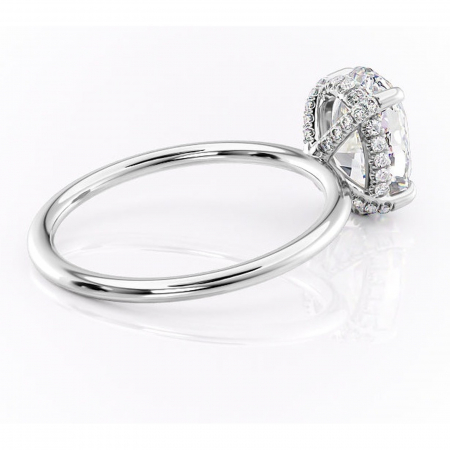 Inel de logodnă Clarabelle din aur Alb 14kt cu moissanite tăietură ovală – Solitar rafinată pentru profil înalt | Personalizează și configurează gratuit online [2]