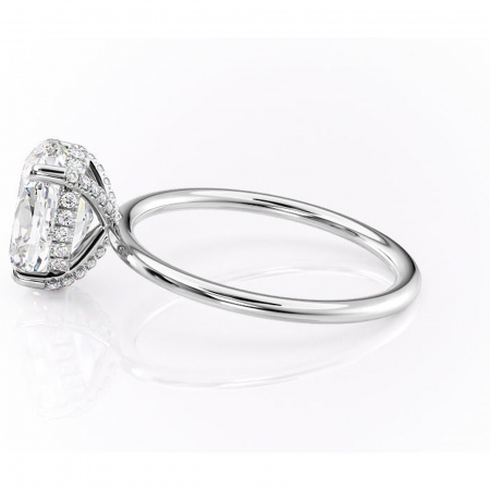 Inel de logodnă Clarabelle din aur Alb 14kt cu moissanite tăietură ovală – Solitar rafinată pentru profil înalt | Personalizează și configurează gratuit online [5]