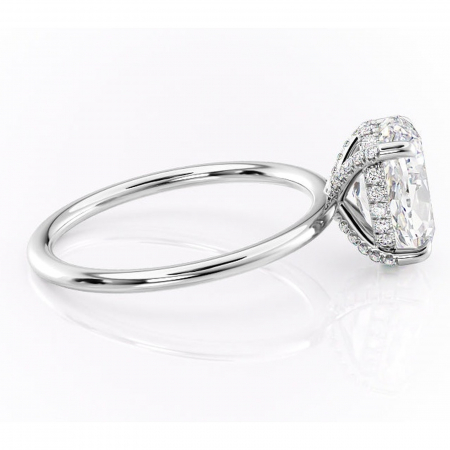 Inel de logodnă Clarabelle din aur Alb 14kt cu moissanite tăietură ovală – Solitar rafinată pentru profil înalt | Personalizează și configurează gratuit online [1]