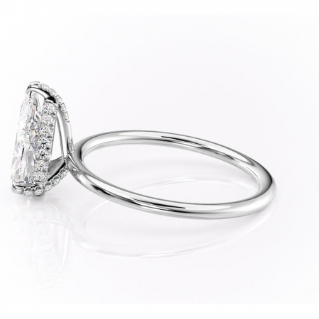 Inel de logodnă Clarabelle din aur Alb 18kt cu moissanite tăietură pară – Solitar rafinată pentru profil înalt | Personalizează și configurează gratuit online [5]