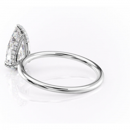 Inel de logodnă Clarabelle din aur Alb 18kt cu moissanite tăietură pară – Solitar rafinată pentru profil înalt | Personalizează și configurează gratuit online [4]