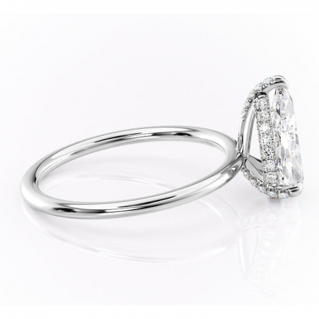 Inel de logodnă Clarabelle din aur Alb 18kt cu moissanite tăietură pară – Solitar rafinată pentru profil înalt | Personalizează și configurează gratuit online [1]
