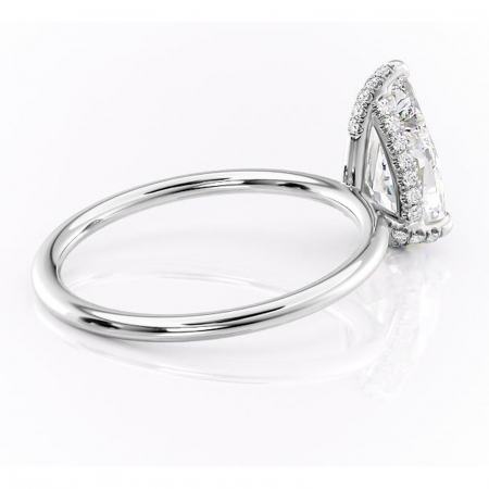 Inel de logodnă Clarabelle din aur Alb 18kt cu moissanite tăietură pară – Solitar rafinată pentru profil înalt | Personalizează și configurează gratuit online [2]