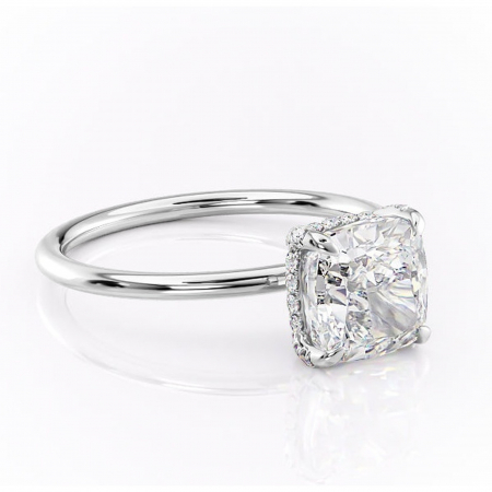 Alege forma Moissanit - Inel de logodnă Clarabelle din aur Alb 14kt cu moissanite tăietură pernă – Solitar rafinată pentru profil înalt | Personalizează și configurează gratuit online