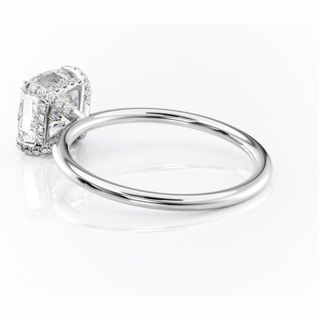 Inel de logodnă Clarabelle din aur Alb 14kt cu moissanite tăietură pernă – Solitar rafinată pentru profil înalt | Personalizează și configurează gratuit online [4]