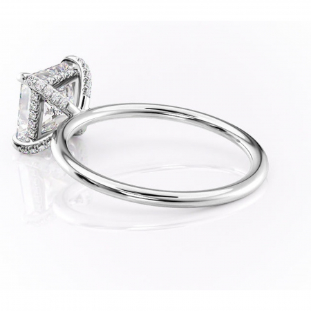 Inel de logodnă Clarabelle din aur Alb 14kt cu moissanite tăietură princess – Solitar rafinată pentru profil înalt | Personalizează și configurează gratuit online [4]