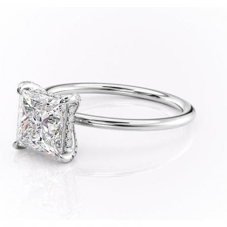 Inel de logodnă Clarabelle din aur Alb 14kt cu moissanite tăietură princess – Solitar rafinată pentru profil înalt | Personalizează și configurează gratuit online [6]