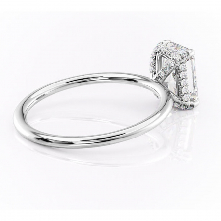 Inel de logodnă Clarabelle din aur Alb 14kt cu moissanite tăietură radiantă – Solitar rafinată pentru profil înalt | Personalizează și configurează gratuit online [2]