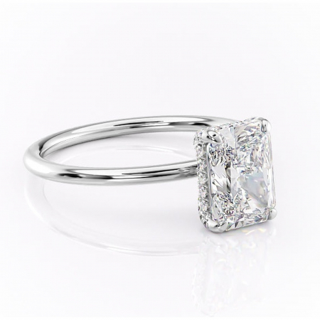 Radiantă - Inel de logodnă Clarabelle din aur Alb 14kt cu moissanite tăietură radiantă – Solitar rafinată pentru profil înalt | Personalizează și configurează gratuit online