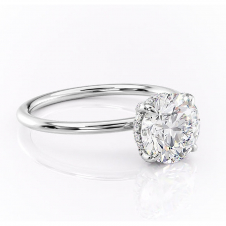 Halo - Inel de logodnă Clarabelle din aur Alb 14kt cu moissanite tăietură rotundă – Solitar rafinată pentru profil înalt | Personalizează și configurează gratuit online