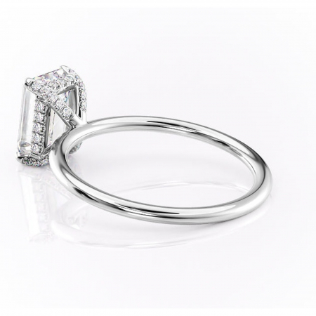 Inel de logodnă Clarabelle din aur Alb 14kt cu moissanite tăietură smarald – Solitar rafinată pentru profil înalt | Personalizează și configurează gratuit online [4]