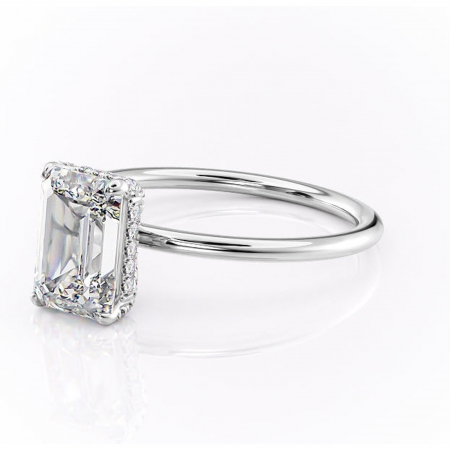 Inel de logodnă Clarabelle din aur Alb 14kt cu moissanite tăietură smarald – Solitar rafinată pentru profil înalt | Personalizează și configurează gratuit online [6]