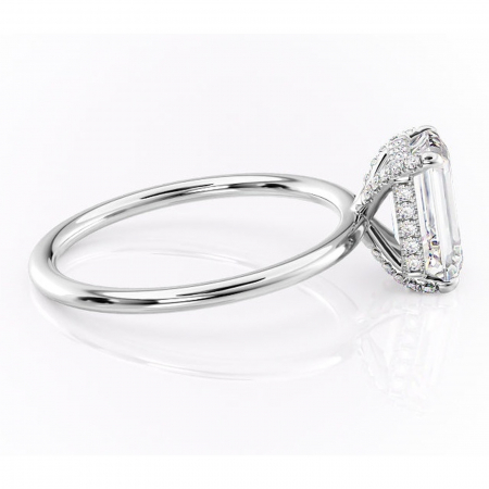 Inel de logodnă Clarabelle din aur Alb 14kt cu moissanite tăietură smarald – Solitar rafinată pentru profil înalt | Personalizează și configurează gratuit online [1]