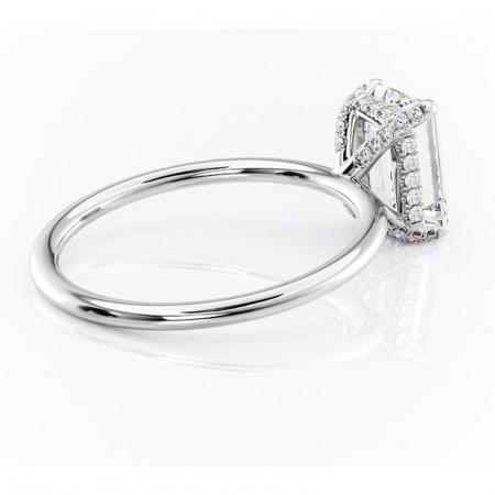 Inel de logodnă Clarabelle din aur Alb 14kt cu moissanite tăietură smarald – Solitar rafinată pentru profil înalt | Personalizează și configurează gratuit online [2]