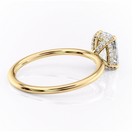 Inel de logodnă Clarabelle din aur Galben 14kt cu moissanite tăietură pernă – Solitar rafinată pentru profil înalt | Personalizează și configurează gratuit online [2]