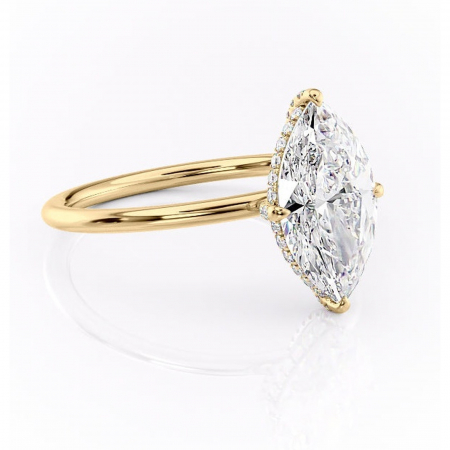 Aur galben - Inel de logodnă Clarabelle din aur Galben 18kt cu moissanite tăietură marquise – Solitar rafinată pentru profil înalt | Personalizează și configurează gratuit online