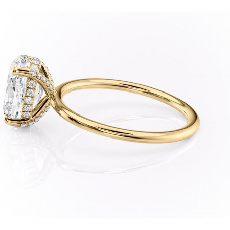 Inel de logodnă Clarabelle din aur Galben 14kt cu moissanite tăietură ovală – Solitar rafinată pentru profil înalt | Personalizează și configurează gratuit online [5]