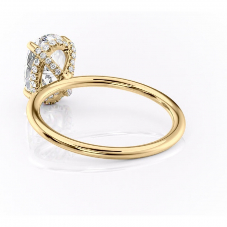 Inel de logodnă Clarabelle din aur Galben 14kt cu moissanite tăietură ovală – Solitar rafinată pentru profil înalt | Personalizează și configurează gratuit online [3]