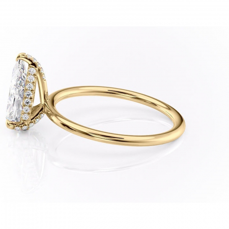 Inel de logodnă Clarabelle din aur Galben 14kt cu moissanite tăietură pară – Solitar rafinată pentru profil înalt | Personalizează și configurează gratuit online [5]