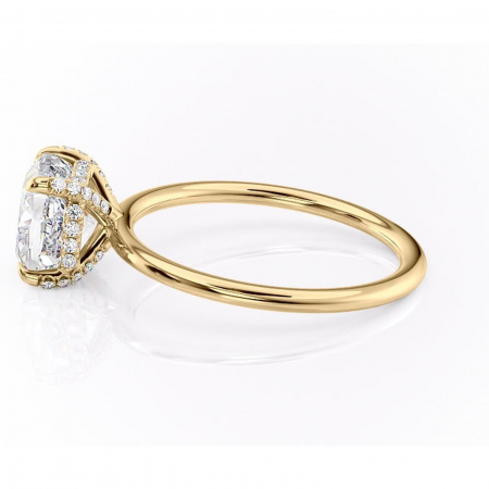 Inel de logodnă Clarabelle din aur Galben 14kt cu moissanite tăietură pernă – Solitar rafinată pentru profil înalt | Personalizează și configurează gratuit online [5]
