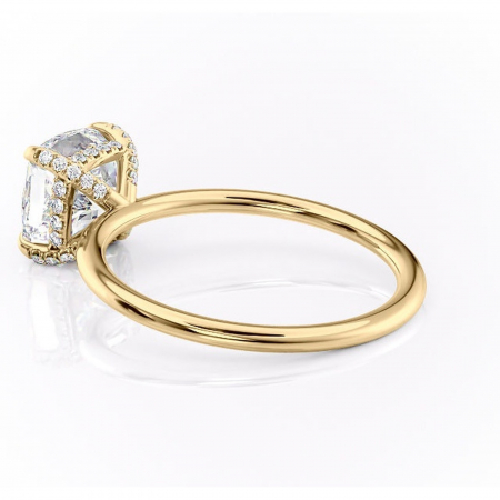 Inel de logodnă Clarabelle din aur Galben 14kt cu moissanite tăietură pernă – Solitar rafinată pentru profil înalt | Personalizează și configurează gratuit online [4]