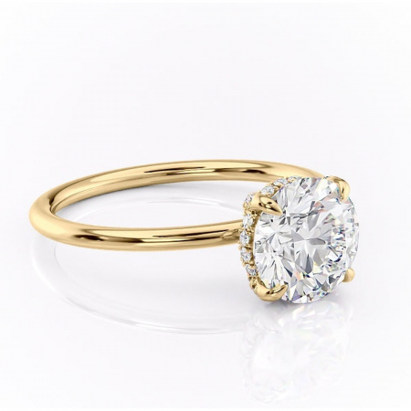 Aur galben - Inel de logodnă Clarabelle din aur Galben 14kt cu moissanite tăietură rotundă – Solitar rafinată pentru profil înalt | Personalizează și configurează gratuit online