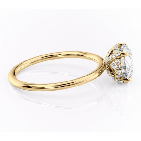 Inel de logodnă Clarabelle din aur Galben 14kt cu moissanite tăietură rotundă – Solitar rafinată pentru profil înalt | Personalizează și configurează gratuit online [1]
