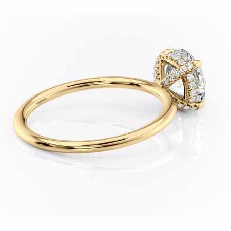 Inel de logodnă Clarabelle din aur Galben 14kt cu moissanite tăietură rotundă – Solitar rafinată pentru profil înalt | Personalizează și configurează gratuit online [2]