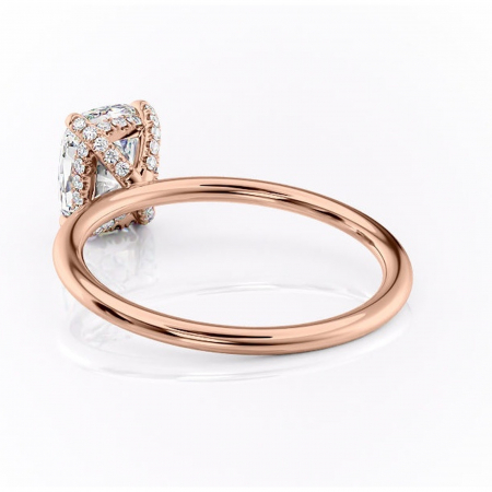 Inel de logodnă Clarabelle din aur Rose 14kt cu moissanite tăietură pernă – Solitar rafinată pentru profil înalt | Personalizează și configurează gratuit online [3]