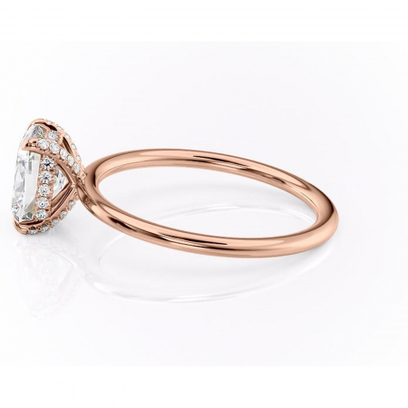 Inel de logodnă Clarabelle din aur Rose 14kt cu moissanite tăietură pernă – Solitar rafinată pentru profil înalt | Personalizează și configurează gratuit online [5]