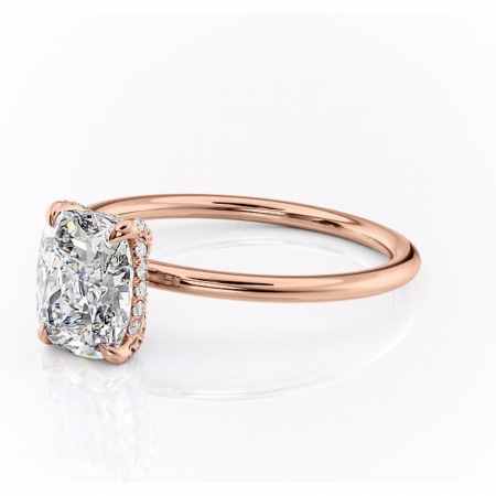 Inel de logodnă Clarabelle din aur Rose 14kt cu moissanite tăietură pernă – Solitar rafinată pentru profil înalt | Personalizează și configurează gratuit online [6]