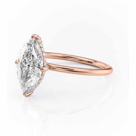 Inel de logodnă Clarabelle din aur Rose 18kt cu moissanite tăietură marquise – Solitar rafinată pentru profil înalt | Personalizează și configurează gratuit online [6]