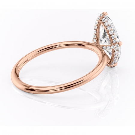 Inel de logodnă Clarabelle din aur Rose 18kt cu moissanite tăietură marquise – Solitar rafinată pentru profil înalt | Personalizează și configurează gratuit online [2]