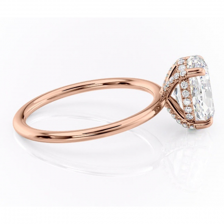 Inel de logodnă Clarabelle din aur Rose 14kt cu moissanite tăietură ovală – Solitar rafinată pentru profil înalt | Personalizează și configurează gratuit online [1]