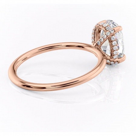 Inel de logodnă Clarabelle din aur Rose 14kt cu moissanite tăietură ovală – Solitar rafinată pentru profil înalt | Personalizează și configurează gratuit online [2]
