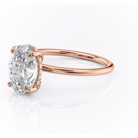 Inel de logodnă Clarabelle din aur Rose 14kt cu moissanite tăietură ovală – Solitar rafinată pentru profil înalt | Personalizează și configurează gratuit online [6]
