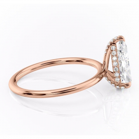 Inel de logodnă Clarabelle din aur Rose 14kt cu moissanite tăietură pară – Solitar rafinată pentru profil înalt | Personalizează și configurează gratuit online [1]