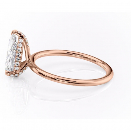 Inel de logodnă Clarabelle din aur Rose 14kt cu moissanite tăietură pară – Solitar rafinată pentru profil înalt | Personalizează și configurează gratuit online [5]