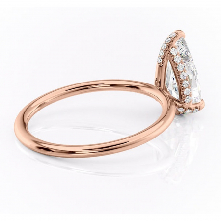 Inel de logodnă Clarabelle din aur Rose 14kt cu moissanite tăietură pară – Solitar rafinată pentru profil înalt | Personalizează și configurează gratuit online [2]