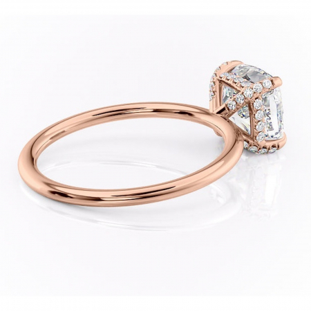 Inel de logodnă Clarabelle din aur Rose 14kt cu moissanite tăietură pernă – Solitar rafinată pentru profil înalt | Personalizează și configurează gratuit online [2]