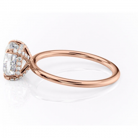 Inel de logodnă Clarabelle din aur Rose 14kt cu moissanite tăietură pernă – Solitar rafinată pentru profil înalt | Personalizează și configurează gratuit online [5]