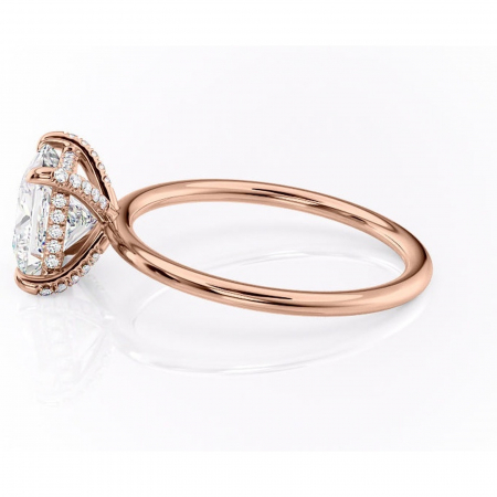 Inel de logodnă Clarabelle din aur Rose 18kt cu moissanite tăietură princess – Solitar rafinată pentru profil înalt | Personalizează și configurează gratuit online [5]
