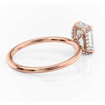 Inel de logodnă Clarabelle din aur Rose 14kt cu moissanite tăietură radiantă – Solitar rafinată pentru profil înalt | Personalizează și configurează gratuit online [2]
